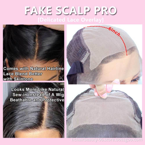 Body Wave Fakee Scalp Wig 13x6 Lace Front Human Hair Wigs for Black Women Brazilian Remy Glueless Pre Plucked With Baby Hair